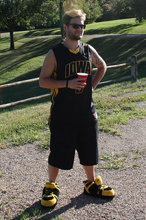 I wore jeff's iowa slippers all day