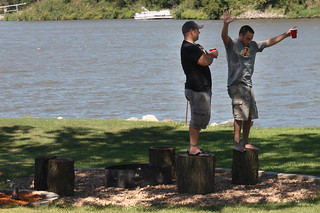 Steve and Proctor hanging out on the logs