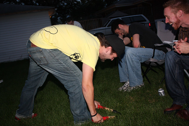Mowing a beer darts fairway