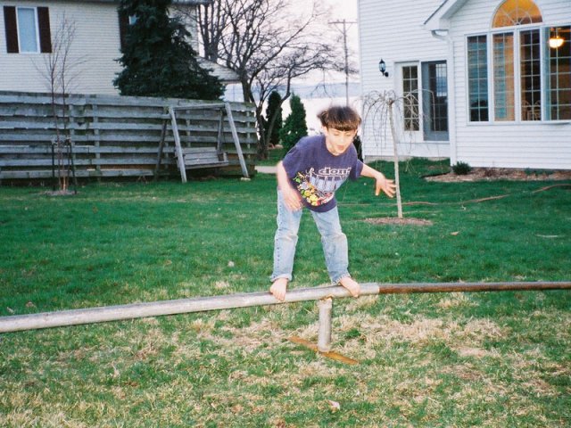 Gabe balancing on the grind rail