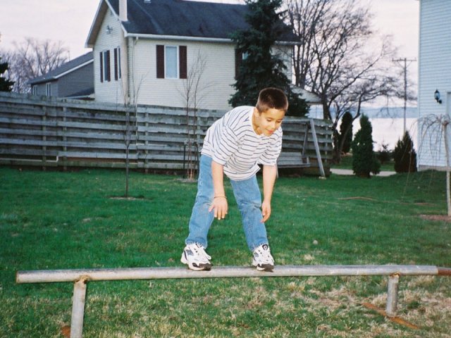 Anthony balancing on the grind rail