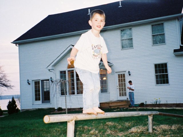 Ethan balancing on the grind rail