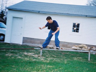 Sliding the grind rail