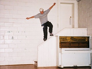 Sliding a ledge in Armstrong Hall before it got renovated