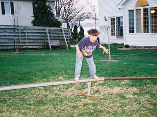 Gabe balancing on the grind rail