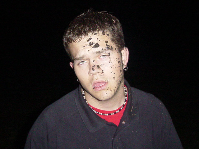 It was dark and it looked like blood all over his face, I took a picture to find out