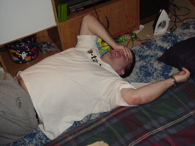 Someone opened the door, kevi turned around and walked right into the side of it