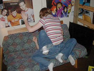 Brooke and Amy wrestling ... and making out