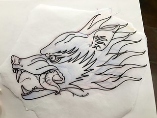 Art - Joshua's outline of my wolf head tattoo