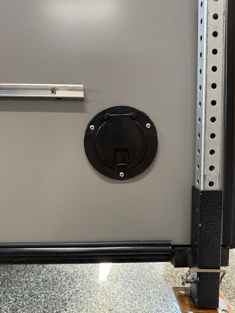 Boom. Concealed shore power plug