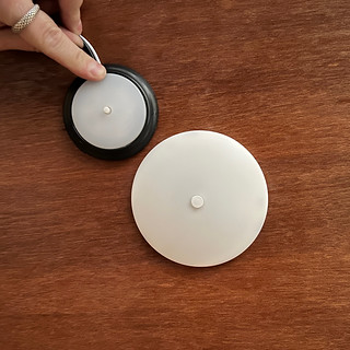 Comparing the new galley light to the old one.