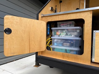 This pantry is nice and big, but having to pull these planos out every time we need something is kind of annoying