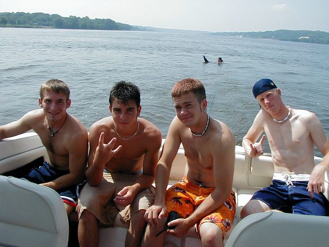 Turbo, Travis, Zach, DJ, and Jordan in the water