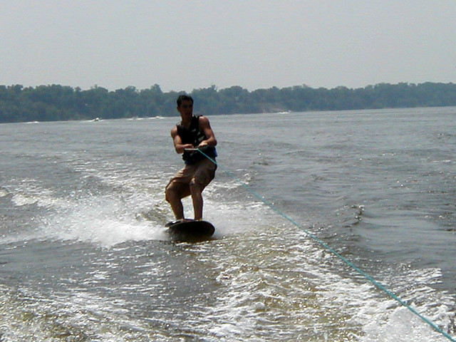 Travis wakeboarding