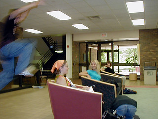 Turbo jumping over Sara Lyle's head