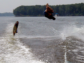 Travis with a gainer off the wakeboard