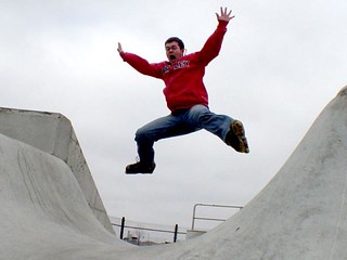 Zach with a super sick jump into the bowl