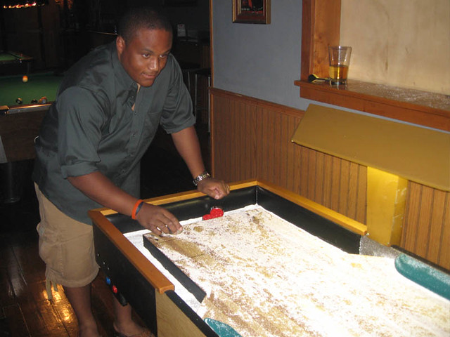 Forrest playing shuffleboard