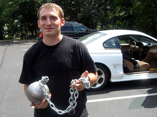 The ball and chain Aaron made for Zach's wedding