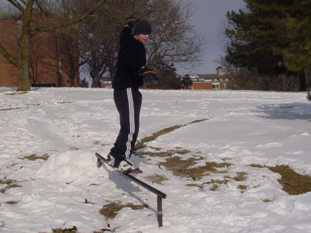 Snowskating behind pfeiffer