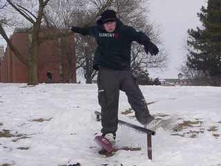 Snowboarding - Zach about to split his b-hole