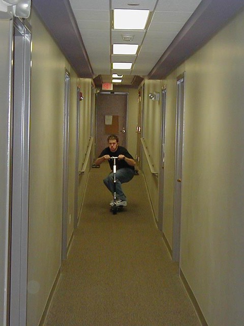 Riding the scooter in Merner