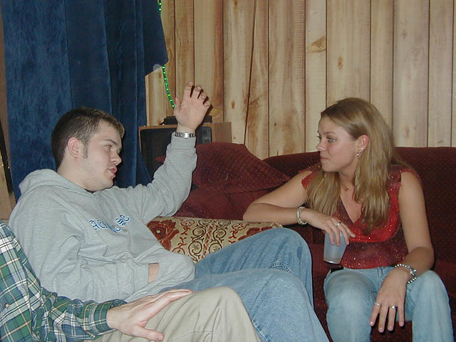 Zach talking to a hot chick