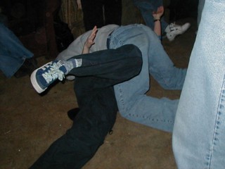 Aaron wrestling a girl