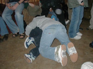 Aaron wrestling a girl