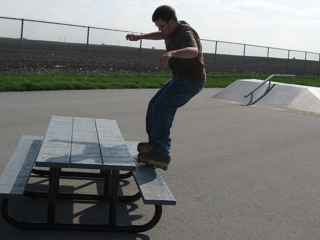 Sliding the picnic table