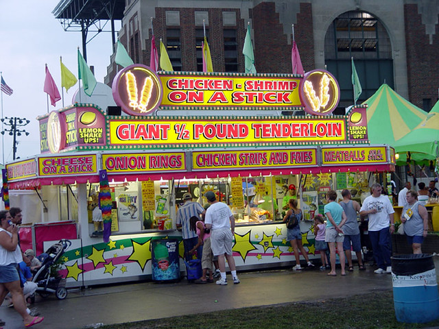 Chicken, Shrimp, Cheese, Meatballs.  All On Sticks.